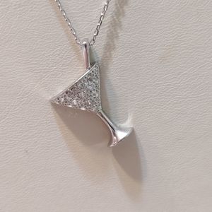 Sterling Silver Necklace with Champagne Glass Pend